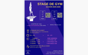 INFOS STAGES de GYM 25 26 Adhérents et non adhérents