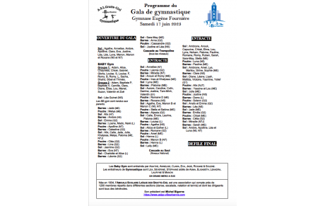 Programme Gala de Gymnastique 2023