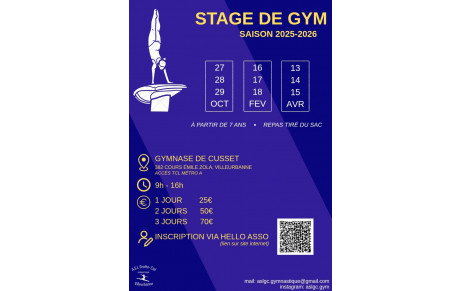 INFOS STAGES de GYM 25 26
